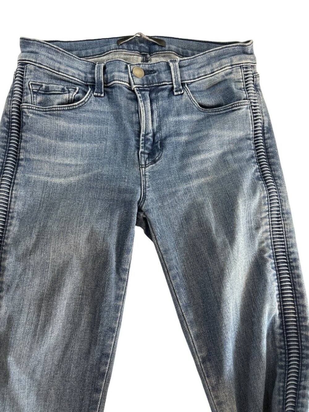 J Brand Liberty Womens Jeans Skinny Med Wash Blue Whiskering 5 Pocket Size 27 - Picture 4 of 8